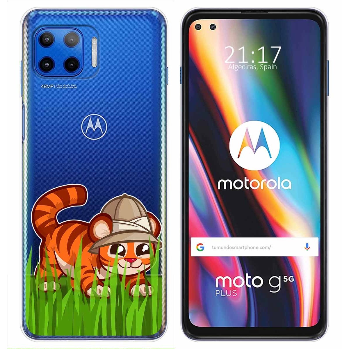 Funda Gel Transparente para Motorola Moto G 5G Plus diseño Tigre Dibujos