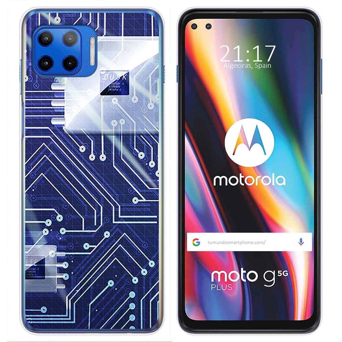 Funda Gel Tpu para Motorola Moto G 5G Plus diseño Circuito Dibujos