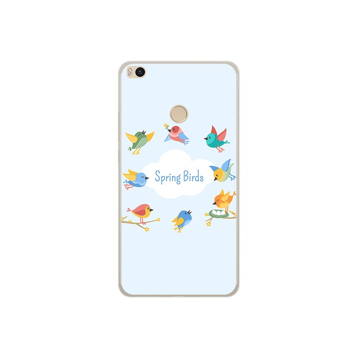 Funda Gel Tpu para Xiaomi Mi Max 2 Diseño Spring Birds Dibujos