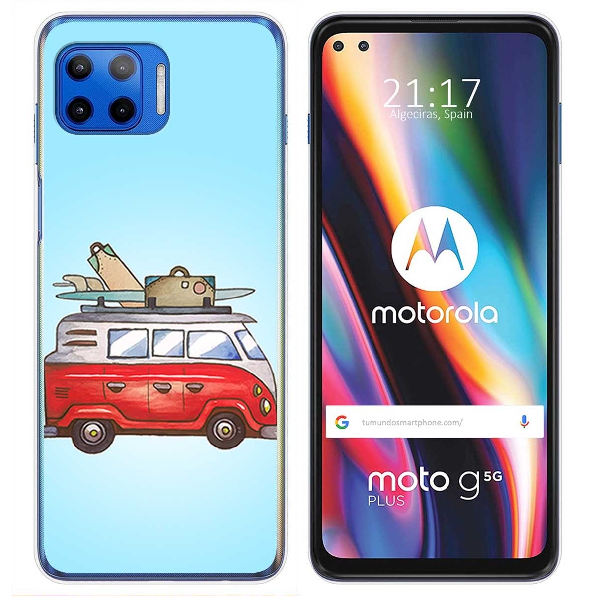 Funda Gel Tpu para Motorola Moto G 5G Plus diseño Furgoneta Dibujos