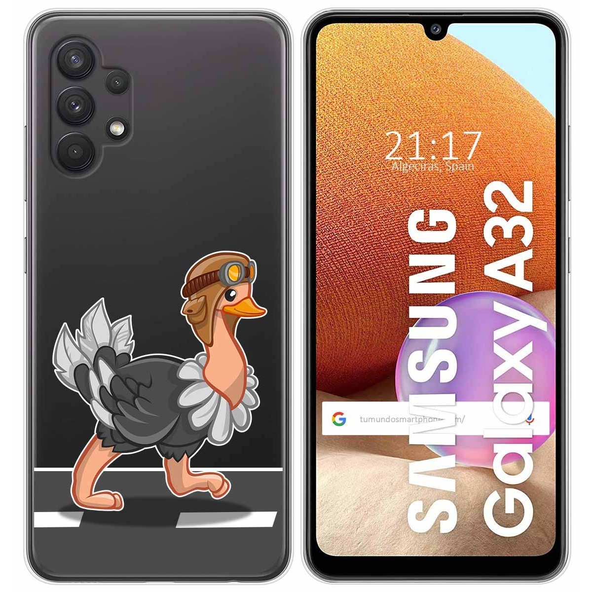 Funda Gel Transparente para Samsung Galaxy A32 4G diseño Avestruz Dibujos