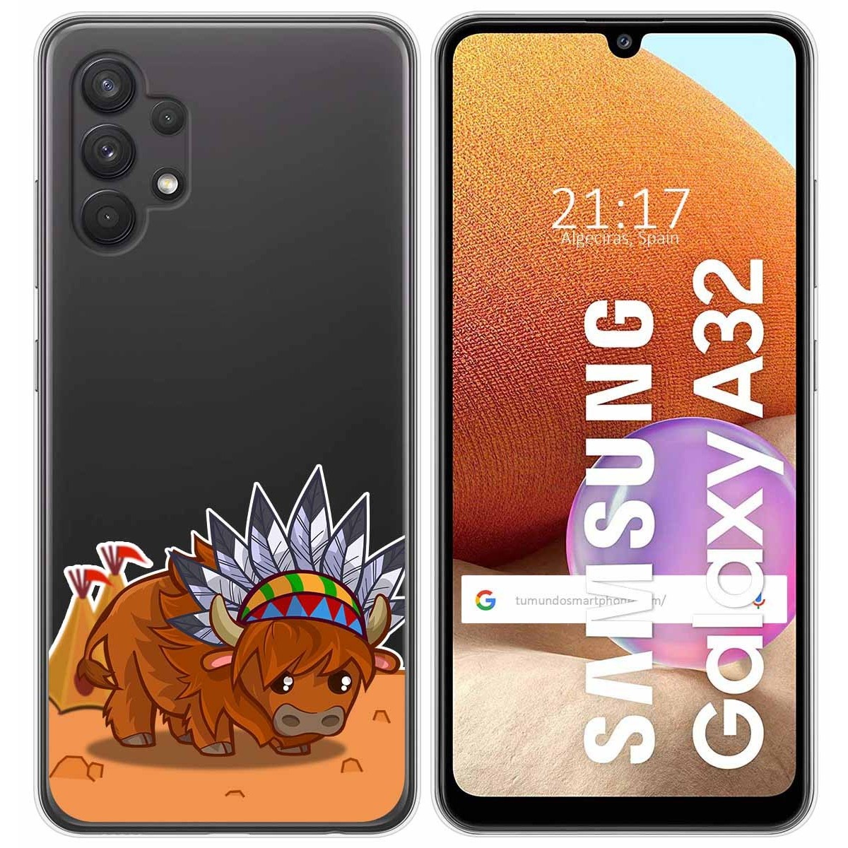 Funda Gel Transparente para Samsung Galaxy A32 4G diseño Bufalo Dibujos