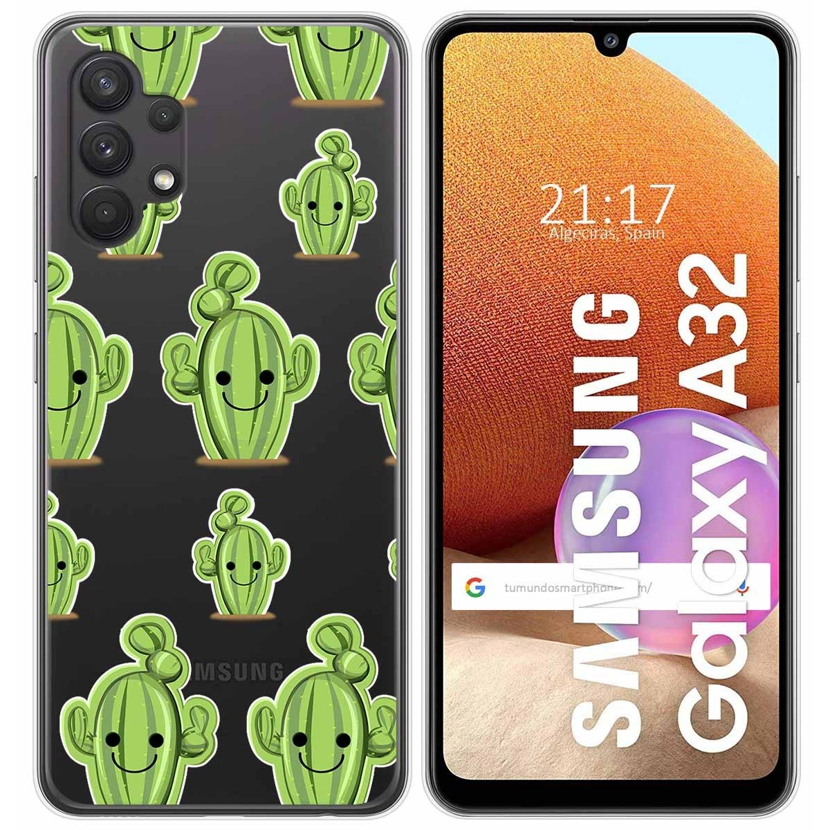 Funda Gel Transparente para Samsung Galaxy A32 4G diseño Cactus Dibujos