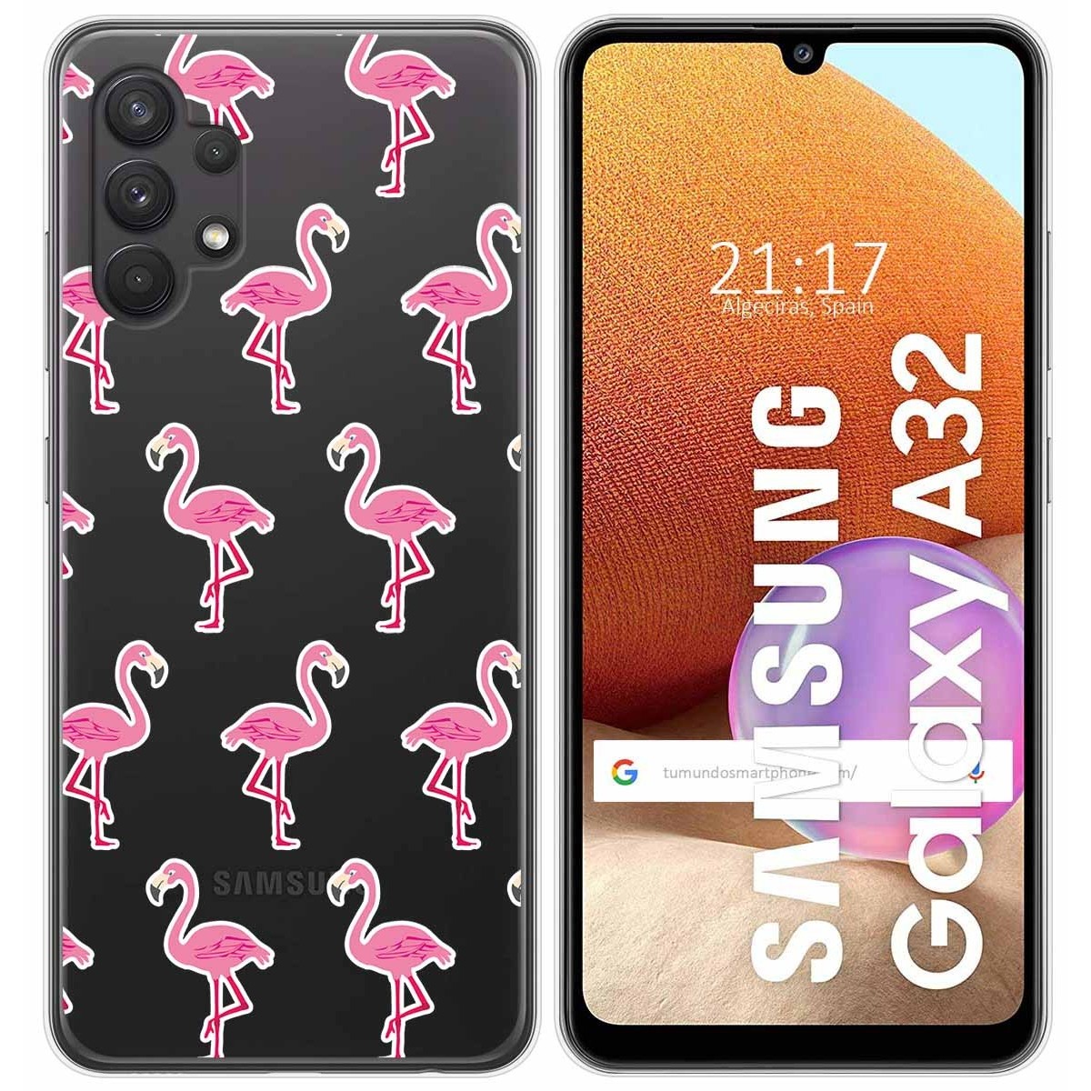 Funda Gel Transparente para Samsung Galaxy A32 4G diseño Flamenco Dibujos
