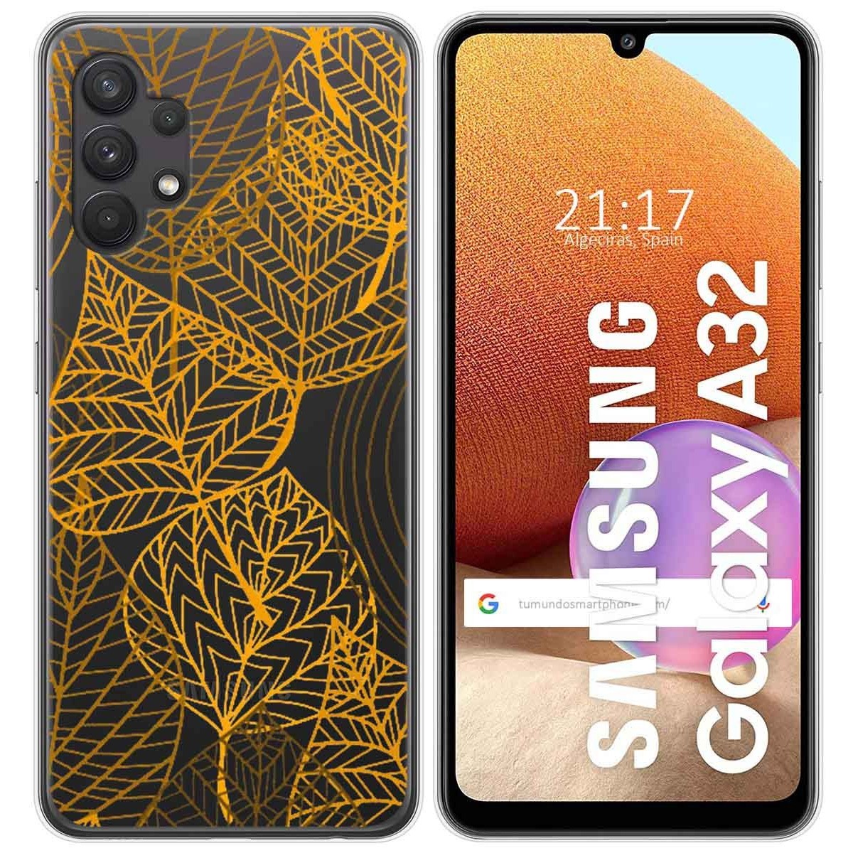 Funda Gel Transparente para Samsung Galaxy A32 4G diseño Hojas Dibujos