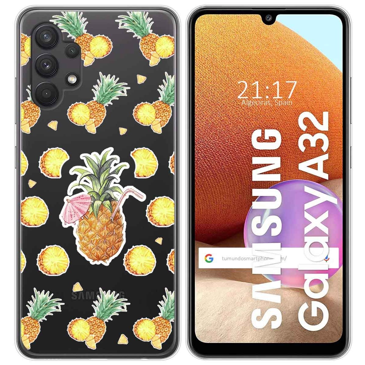 Funda Gel Transparente para Samsung Galaxy A32 4G diseño Piña Dibujos