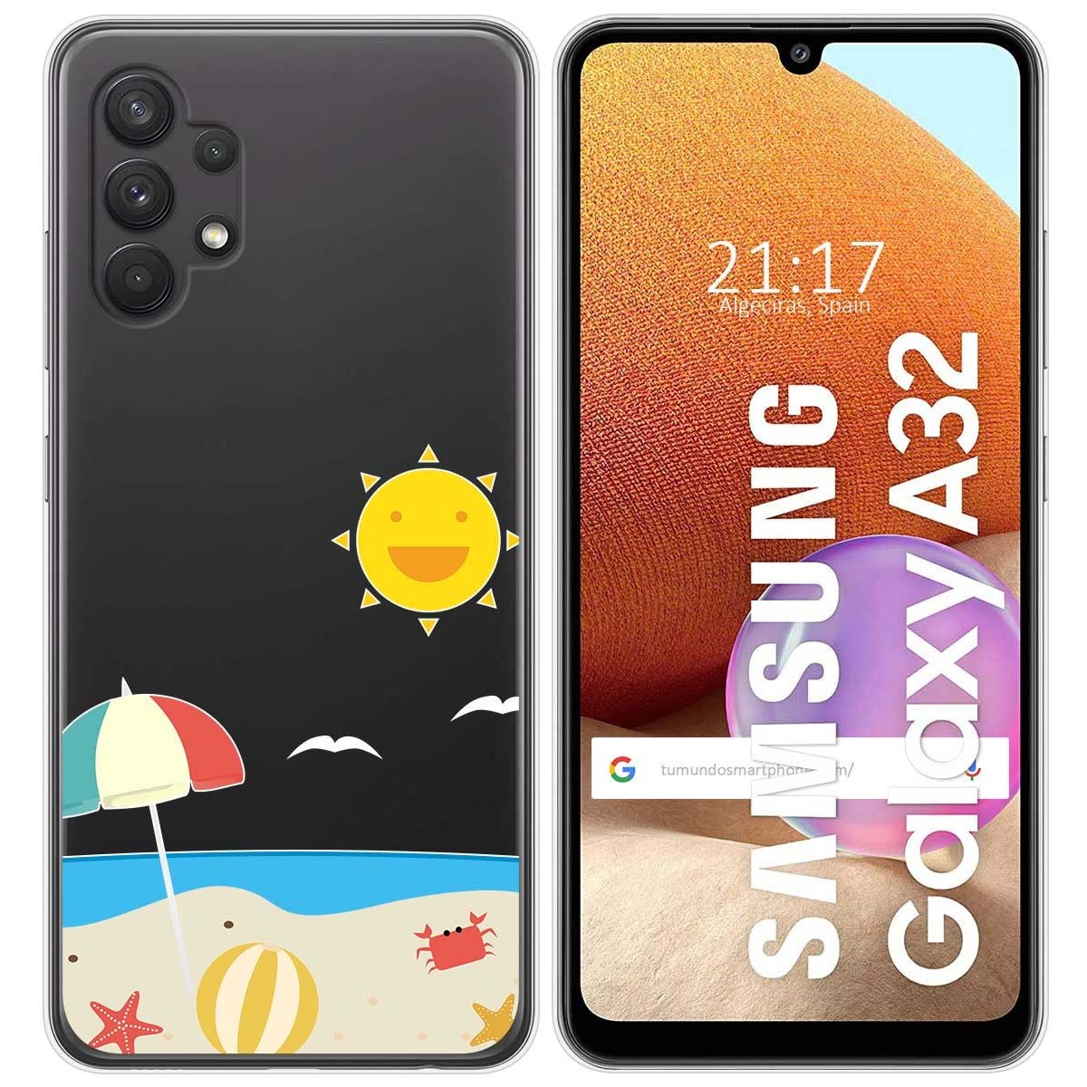 Funda Gel Transparente para Samsung Galaxy A32 4G diseño Playa Dibujos