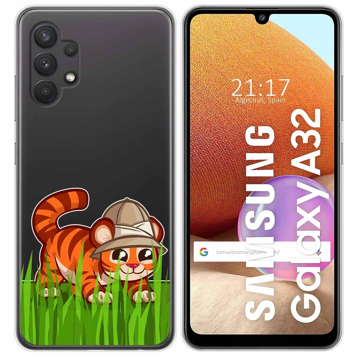 Funda Gel Transparente para Samsung Galaxy A32 4G diseño Tigre Dibujos
