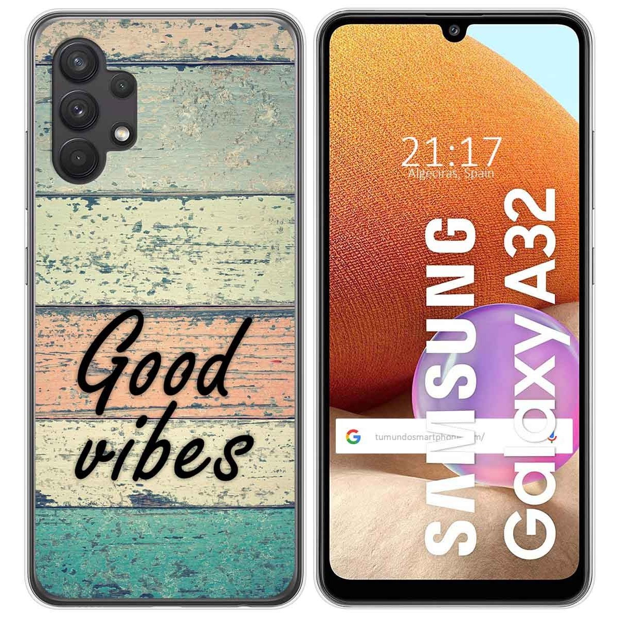 Funda Gel Tpu para Samsung Galaxy A32 4G diseño Madera 01 Dibujos