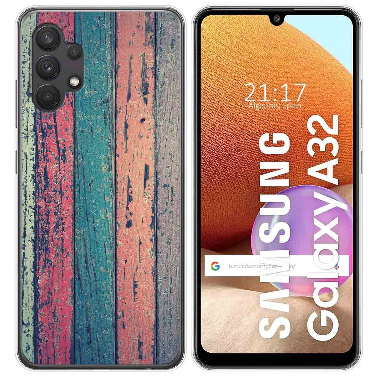 Funda Gel Tpu para Samsung Galaxy A32 4G diseño Madera 10 Dibujos