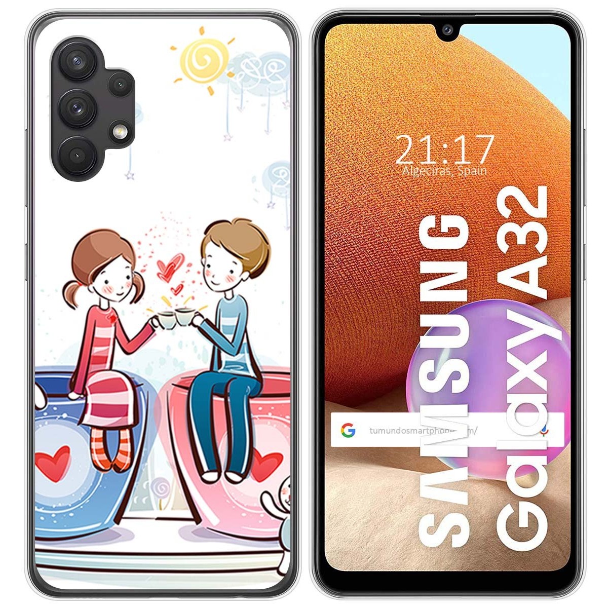 Funda Gel Tpu para Samsung Galaxy A32 4G diseño Café Dibujos