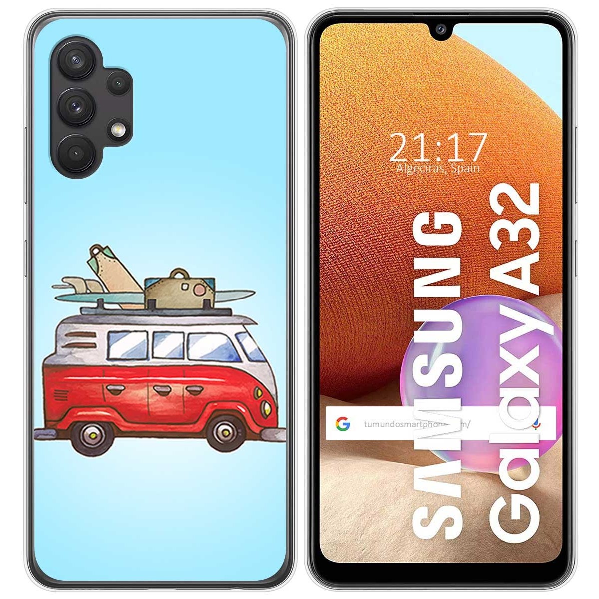 Funda Gel Tpu para Samsung Galaxy A32 4G diseño Furgoneta Dibujos