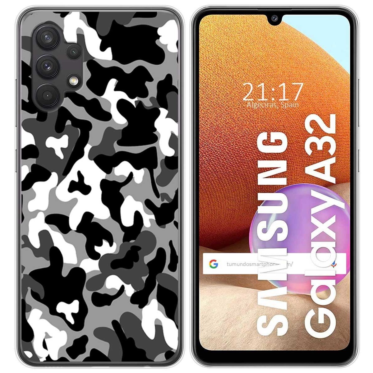 Funda Gel Tpu para Samsung Galaxy A32 4G diseño Snow Camuflaje Dibujos