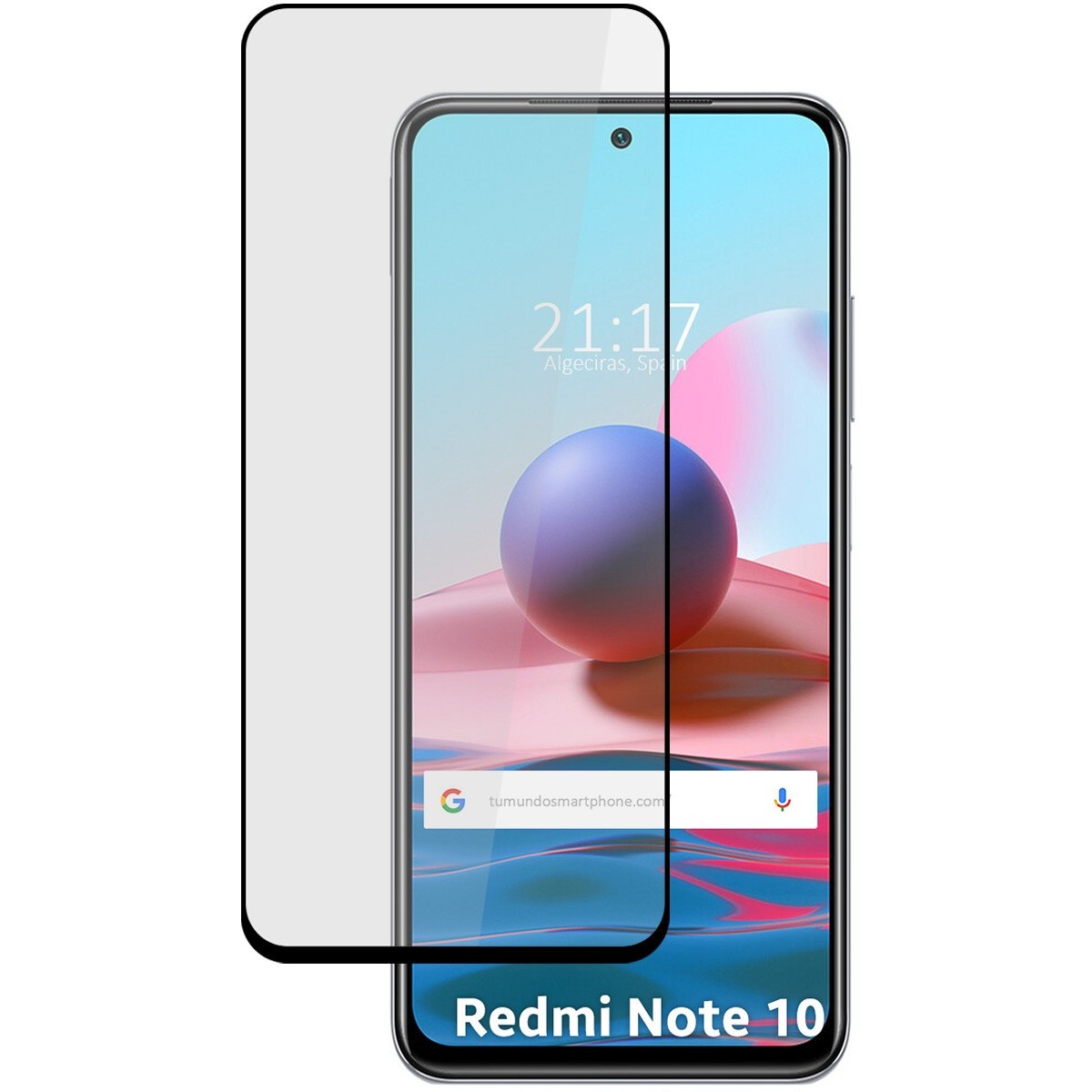Protector Cristal Templado Completo 5D Full Glue Negro para Xiaomi Redmi Note 10 / 10S
