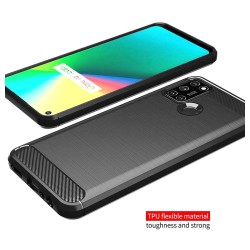 Funda Gel Tpu Tipo Carbon Negra para Realme 7i / Narzo 30A 2