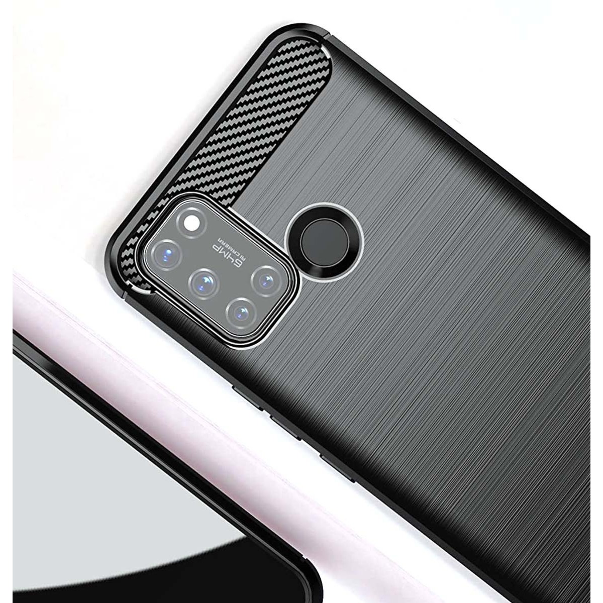 Funda Gel Tpu Tipo Carbon Negra para Realme 7i / Narzo 30A