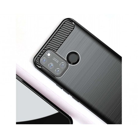 Funda Gel Tpu Tipo Carbon Negra para Realme 7i / Narzo 30A