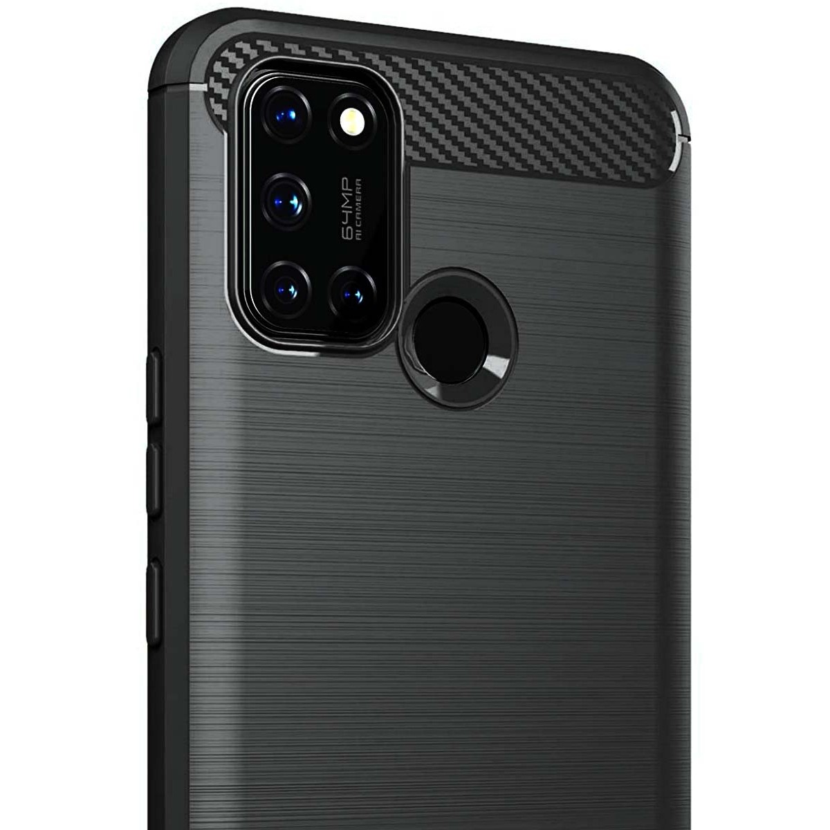 Funda Gel Tpu Tipo Carbon Negra para Realme 7i / Narzo 30A