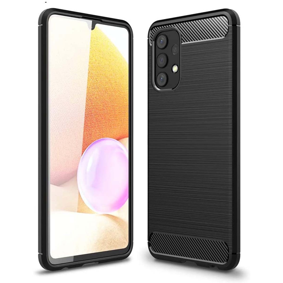 Funda Gel Tpu Tipo Carbon Negra para Samsung Galaxy A32 4G