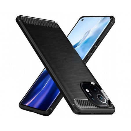 Funda Gel Tpu Tipo Carbon Negra para Xiaomi Mi 11 5G