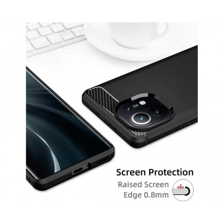 Funda Gel Tpu Tipo Carbon Negra para Xiaomi Mi 11 5G