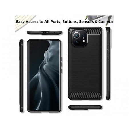 Funda Gel Tpu Tipo Carbon Negra para Xiaomi Mi 11 5G