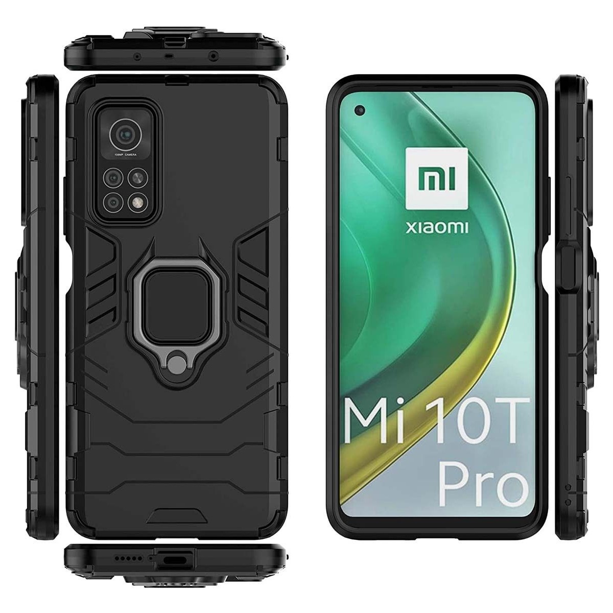 Funda Tough Armor con Anillo Giratorio Negra para Xiaomi Mi 10T / MI 10T Pro