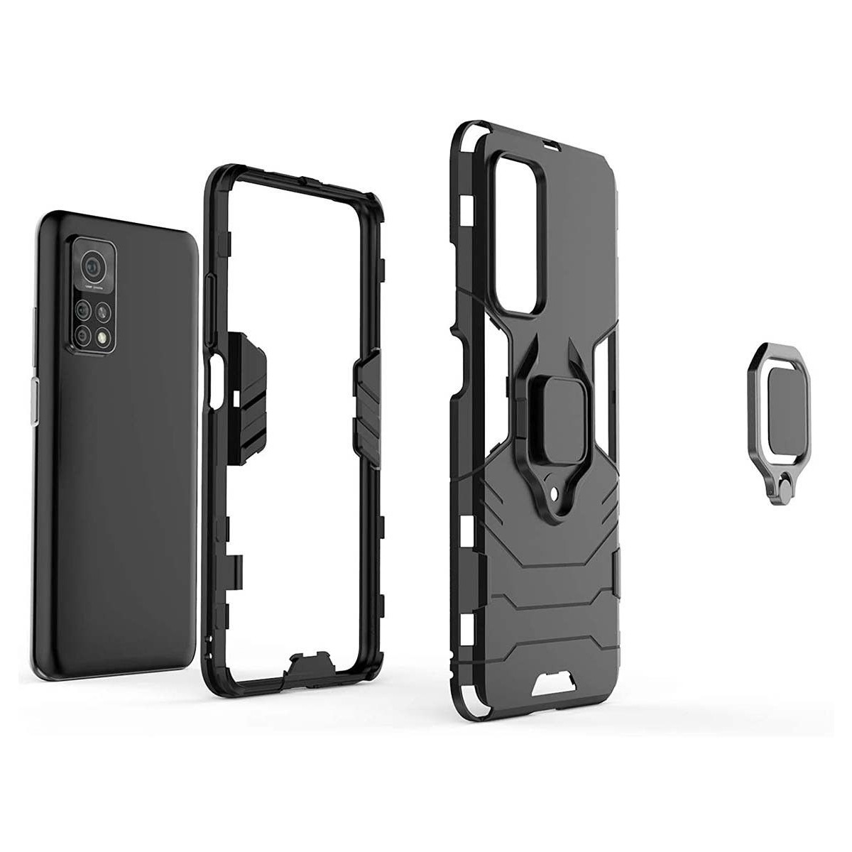 Funda Tough Armor con Anillo Giratorio Negra para Xiaomi Mi 10T / MI 10T Pro