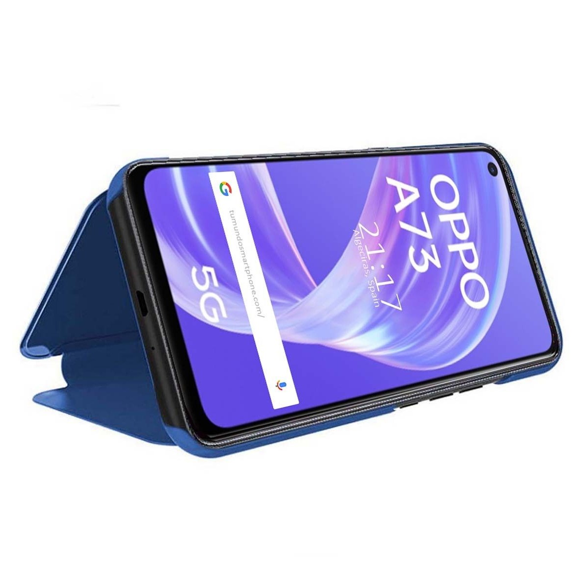 Funda Flip Cover Clear View para Oppo A73 5G color Azul