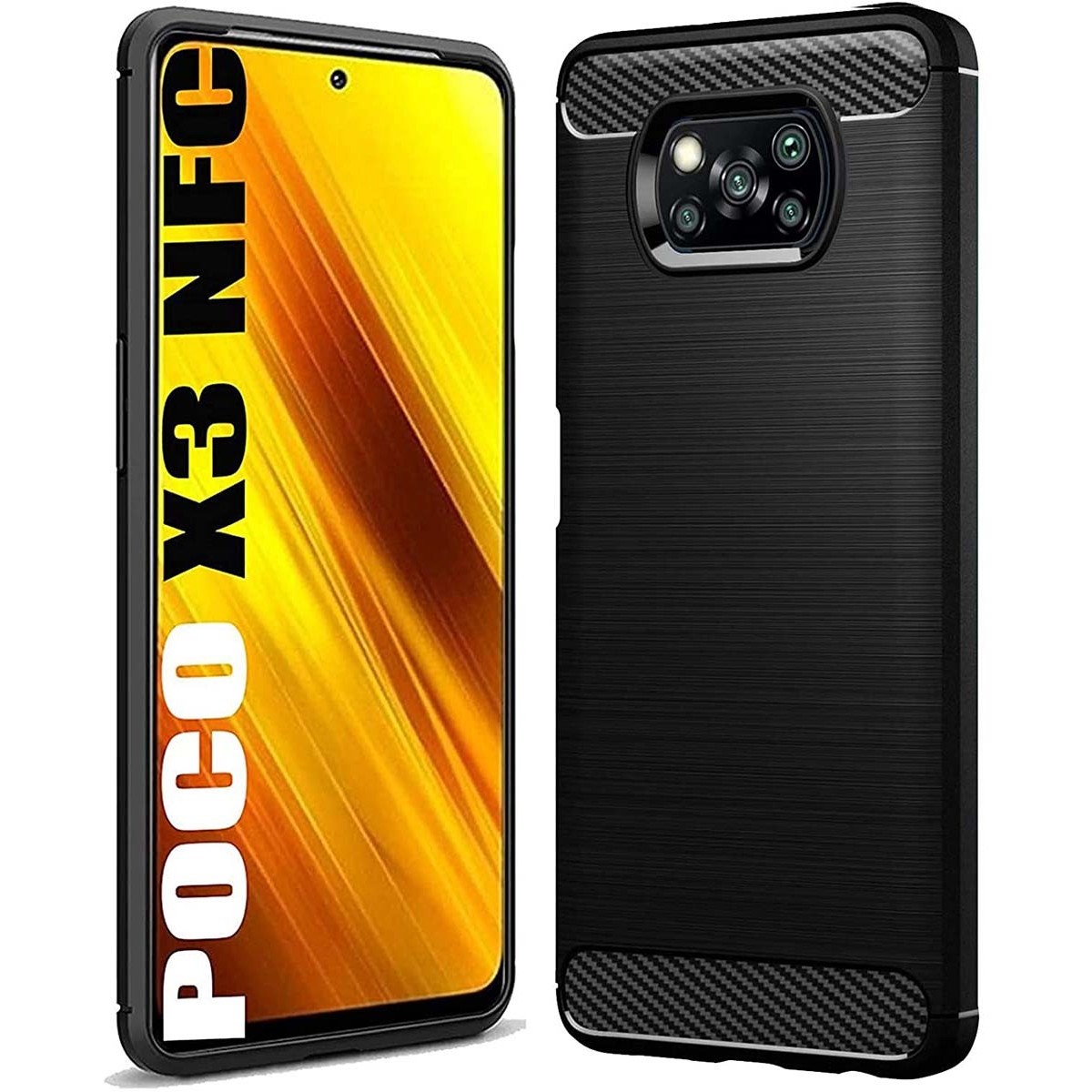 Funda Gel Tpu Tipo Carbon Negra para Xiaomi POCO X3 NFC / X3 PRO