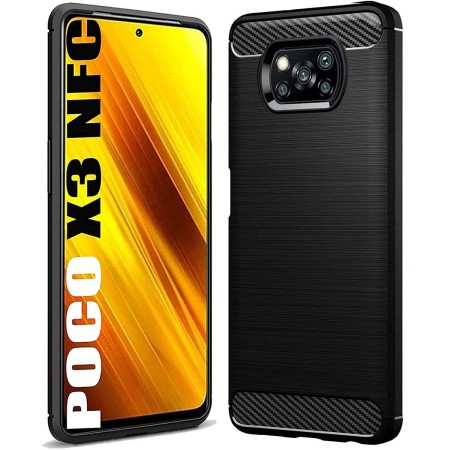 Funda Gel Tpu Tipo Carbon Negra para Xiaomi POCO X3 NFC / X3 PRO