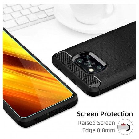 Funda Gel Tpu Tipo Carbon Negra para Xiaomi POCO X3 NFC / X3 PRO