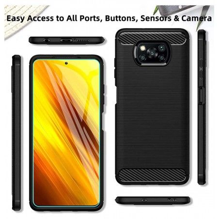 Funda Gel Tpu Tipo Carbon Negra para Xiaomi POCO X3 NFC / X3 PRO