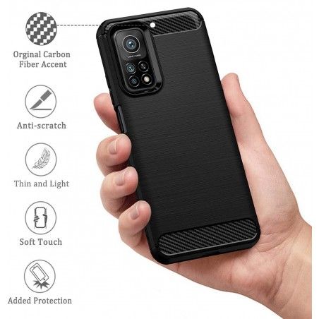 Funda Gel Tpu Tipo Carbon Negra para Xiaomi Mi 10T / Mi 10T Pro