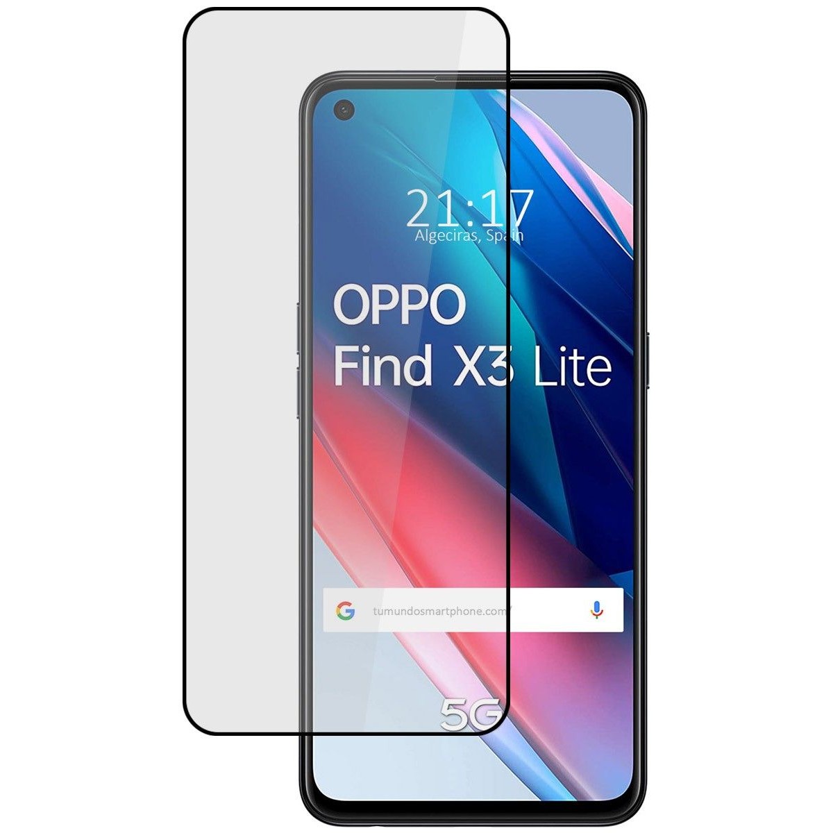 Protector Cristal Templado Completo 5D Full Glue Negro para Oppo Find X3 Lite 5G Vidrio