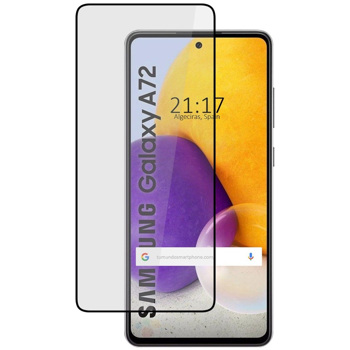 Protector Cristal Templado Completo 5D Full Glue Negro para Samsung Galaxy A72 Vidrio