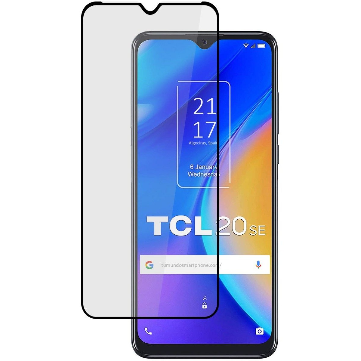 Protector Cristal Templado Completo 5D Full Glue Negro para TCL 20 5G Vidrio