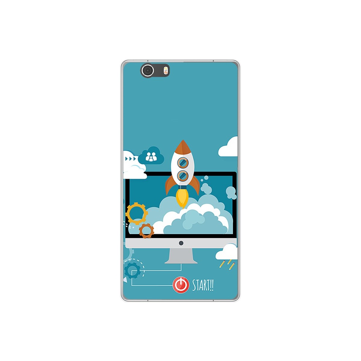 Funda Gel Tpu para Elephone M2 Diseño Cohete Dibujos