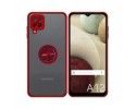 Funda Mate con Borde Rojo y Anillo Giratorio 360 para Samsung Galaxy A12 / M12