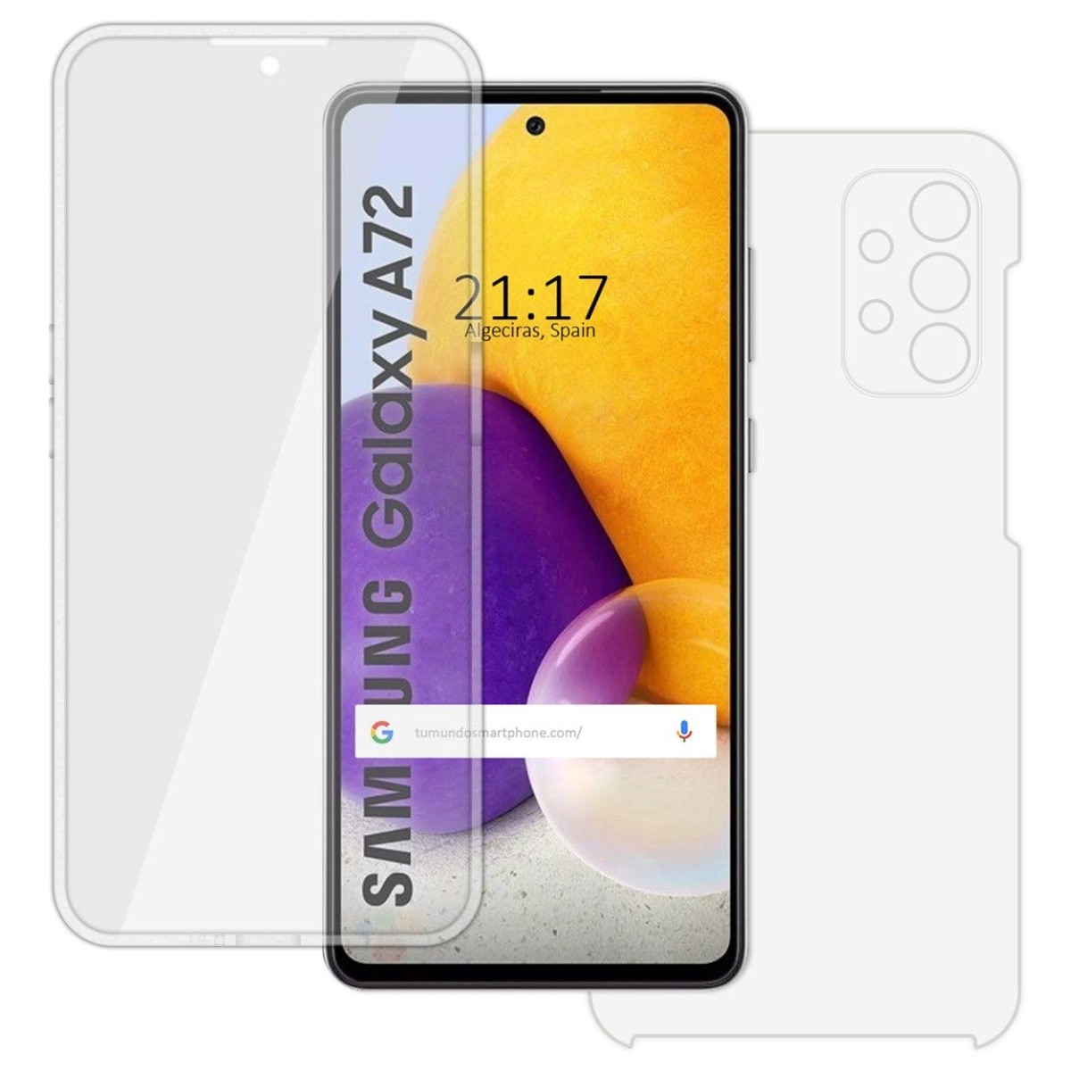 Funda Completa Transparente Pc + Tpu Full Body 360 para Samsung Galaxy A72