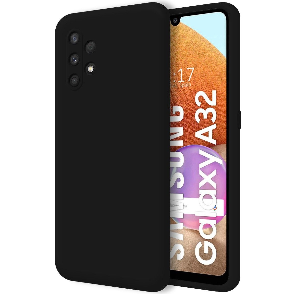 Funda Silicona Líquida Ultra Suave para Samsung Galaxy A32 4G color Negra