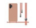 Funda Silicona Líquida con Cordón para Samsung Galaxy A32 5G Color Rosa