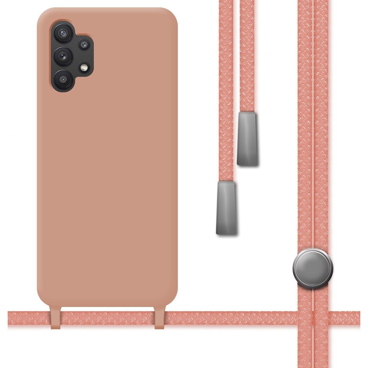 Funda Silicona Líquida con Cordón para Samsung Galaxy A32 5G Color Rosa