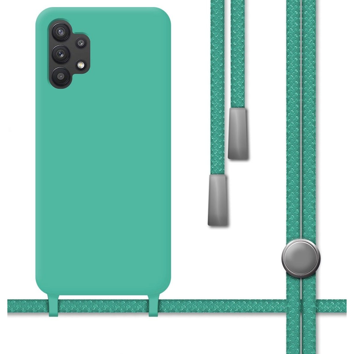 Funda Silicona Líquida con Cordón para Samsung Galaxy A32 5G Color Verde