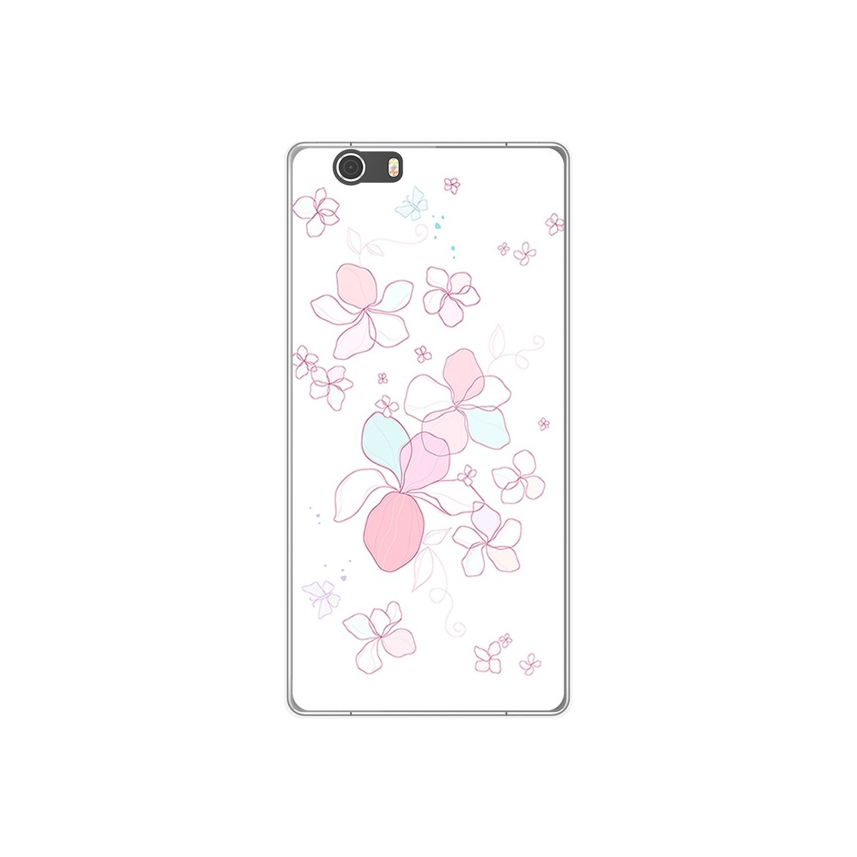 Funda Gel Tpu para Elephone M2 Diseño Flores Minimal Dibujos