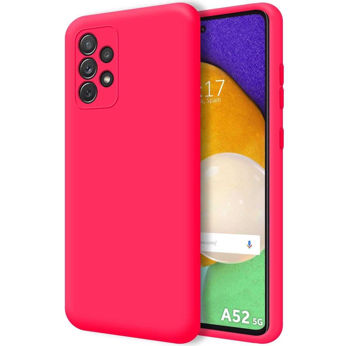Funda Silicona Líquida Ultra Suave para Samsung Galaxy A52 / A52 5G / A52s 5G Color Rosa Fucsia