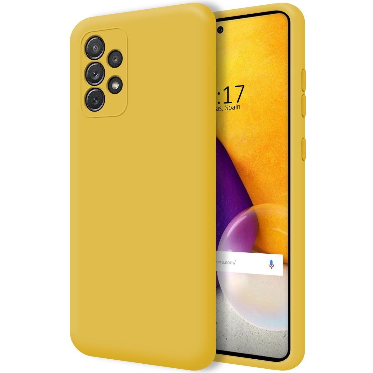 Funda Silicona Líquida Ultra Suave para Samsung Galaxy A72 Color Amarilla