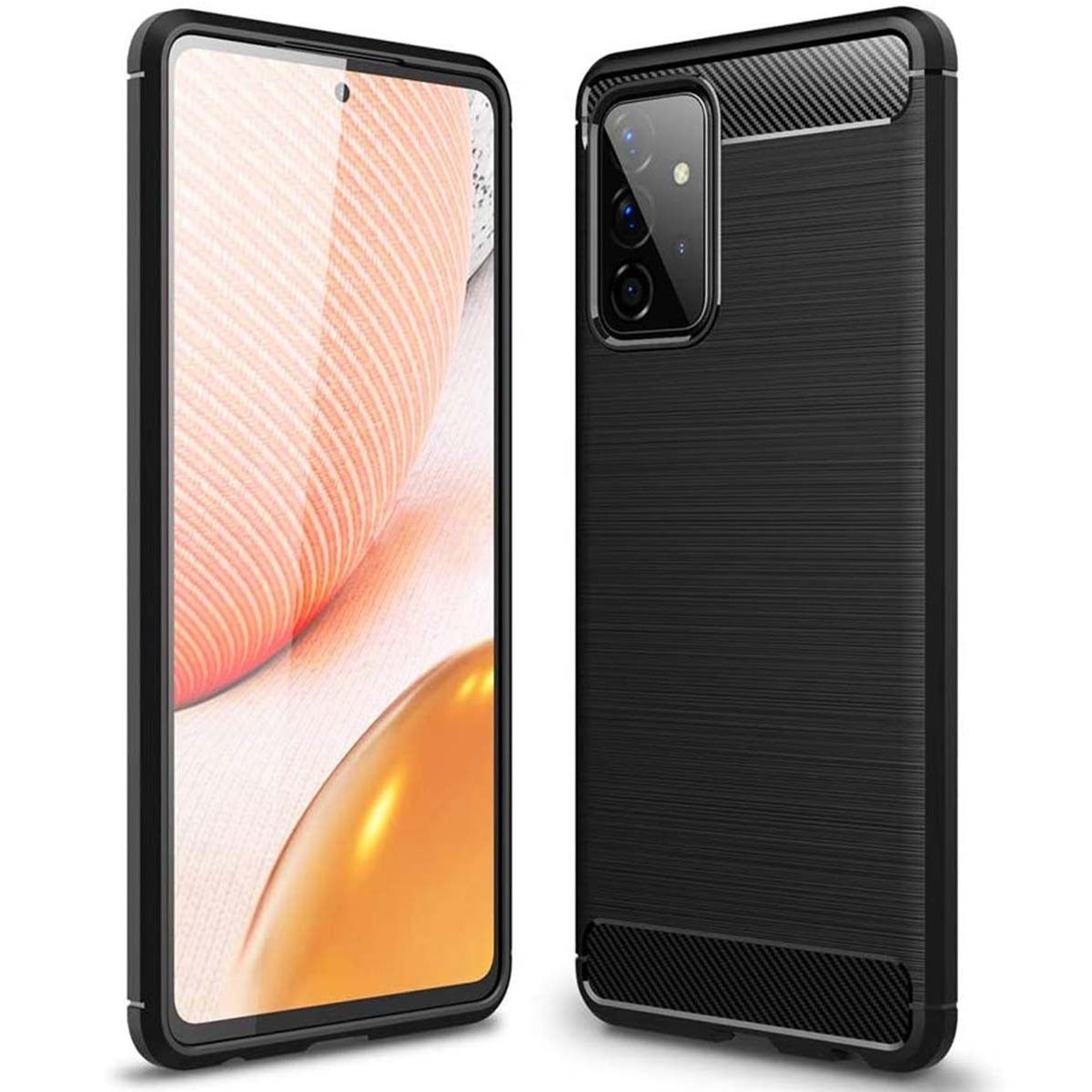 Funda Gel Tpu Tipo Carbon Negra para Samsung Galaxy A72