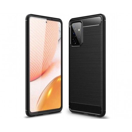 Funda Gel Tpu Tipo Carbon Negra para Samsung Galaxy A72