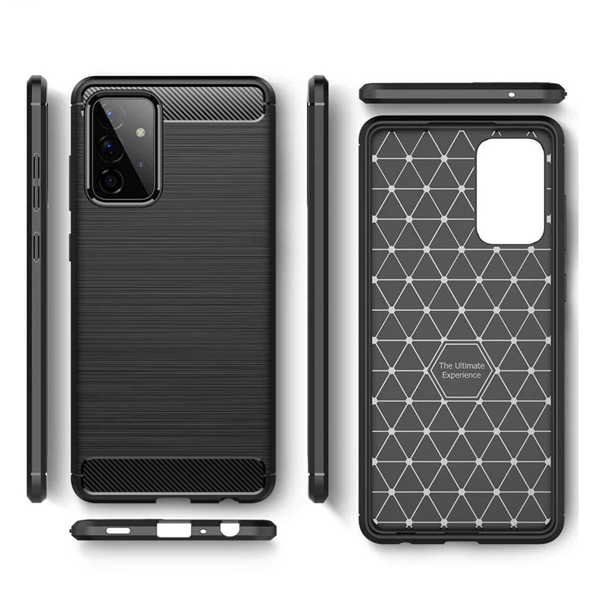 Funda Gel Tpu Tipo Carbon Negra para Samsung Galaxy A72